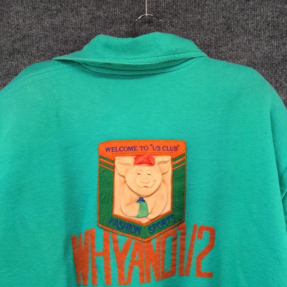 Why And 1/2 Ladies Jacket Long Sleeve Green Actual 52x23 Shoulder Pads Funny Pig - Picture 7 of 14